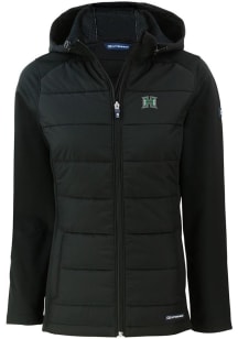 Cutter and Buck Hawaii Warriors Womens Black Evoke Hood Heavy Weight Jacket