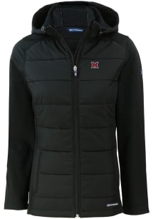 Cutter and Buck Miami RedHawks Womens Black Evoke Hood Heavy Weight Jacket
