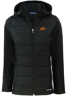 Cutter and Buck Oklahoma State Cowboys Womens Black Evoke Hood Heavy Weight Jacket