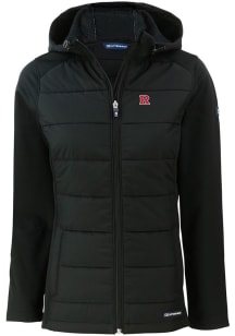 Cutter and Buck Rutgers Scarlet Knights Womens Black Evoke Hood Heavy Weight Jacket