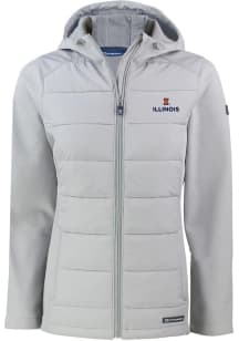 Cutter and Buck Illinois Fighting Illini Womens Charcoal Evoke Hood Heavy Weight Jacket