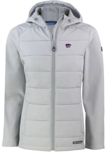 Cutter and Buck K-State Wildcats Womens Charcoal Evoke Hood Heavy Weight Jacket