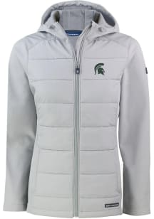 Cutter and Buck Michigan State Spartans Womens Charcoal Evoke Hood Heavy Weight Jacket