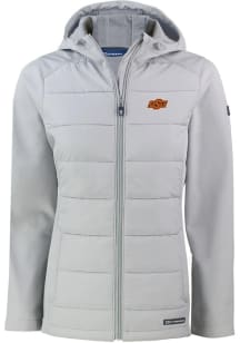 Cutter and Buck Oklahoma State Cowboys Womens Charcoal Evoke Hood Heavy Weight Jacket