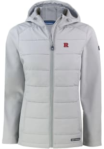 Cutter and Buck Rutgers Scarlet Knights Womens Charcoal Evoke Hood Heavy Weight Jacket