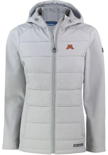 Cutter and Buck Minnesota Golden Gophers Womens Charcoal Evoke Hood Heavy Weight Jacket