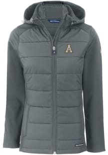 Cutter and Buck Appalachian State Mountaineers Womens Grey Evoke Hood Heavy Weight Jacket