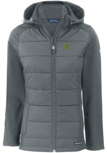 Cutter and Buck Baylor Bears Womens Grey Evoke Hood Heavy Weight Jacket