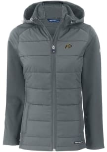 Cutter and Buck Colorado Buffaloes Womens Grey Evoke Hood Heavy Weight Jacket