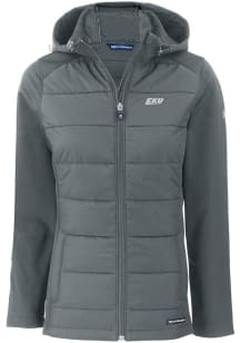 Cutter and Buck Eastern Kentucky Colonels Womens Grey Evoke Hood Heavy Weight Jacket