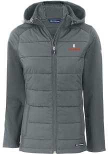 Cutter and Buck Illinois Fighting Illini Womens Grey Evoke Hood Heavy Weight Jacket