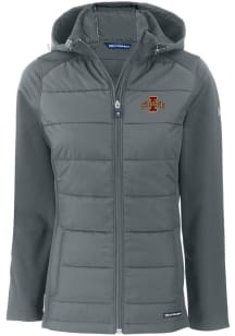 Cutter and Buck Iowa State Cyclones Womens Grey Evoke Hood Heavy Weight Jacket