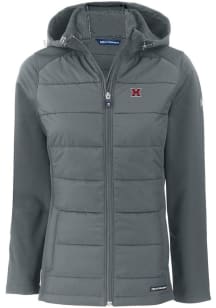 Cutter and Buck Miami RedHawks Womens Grey Evoke Hood Heavy Weight Jacket