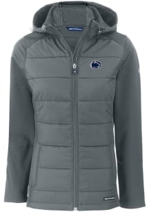 Cutter and Buck Penn State Nittany Lions Womens Grey Evoke Hood Heavy Weight Jacket