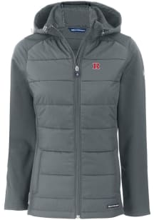Cutter and Buck Rutgers Scarlet Knights Womens Grey Evoke Hood Heavy Weight Jacket