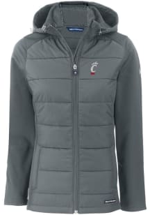 Cutter and Buck Cincinnati Bearcats Womens Grey Evoke Hood Heavy Weight Jacket