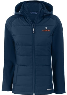 Cutter and Buck Illinois Fighting Illini Womens Navy Blue Evoke Hood Heavy Weight Jacket