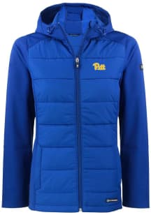 Cutter and Buck Pitt Panthers Womens Blue Evoke Hood Heavy Weight Jacket