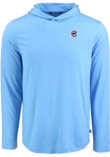 Cutter and Buck Chicago Cubs Mens Light Blue Coastline Long Sleeve Lightweight Hoodie
