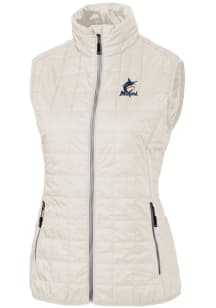 Cutter and Buck Miami Marlins Womens White Rainier PrimaLoft Puffer Vest