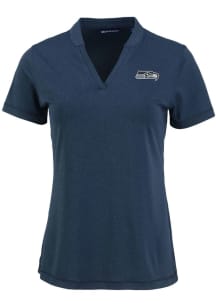 Cutter and Buck Seattle Seahawks Womens Navy Blue Forge Short Sleeve T-Shirt