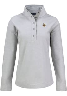 Cutter and Buck Minnesota Vikings Womens Grey Hunts Point Qtr Zip