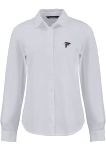 Cutter and Buck Atlanta Falcons Womens Advantage Soft Pique Long Sleeve White Dress Shirt