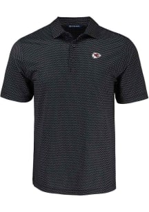Cutter and Buck Kansas City Chiefs Mens Black Pike Shadow Check Short Sleeve Polo