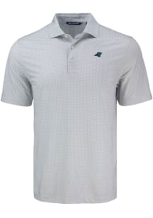 Cutter and Buck Carolina Panthers Mens Grey Pike Diamond Dot Short Sleeve Polo