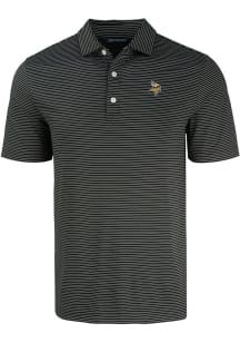 Cutter and Buck Minnesota Vikings Mens Black Forge Eco Fine Line Short Sleeve Polo