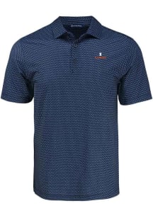 Cutter and Buck Illinois Fighting Illini Navy Blue Shadow Check Big and Tall Polo