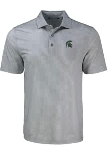 Cutter and Buck Michigan State Spartans Grey Shadow Check Big and Tall Polo