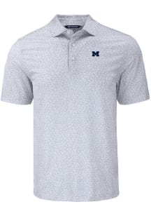 Cutter and Buck Michigan Wolverines Grey Pike Flora Big and Tall Polo
