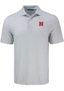 Cutter and Buck Nebraska Cornhuskers Grey Pike Diamond Dot Big and Tall Polo