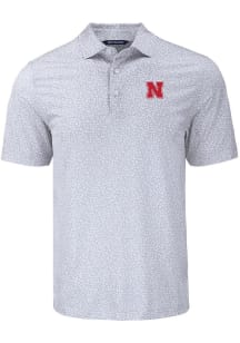 Cutter and Buck Nebraska Cornhuskers Grey Pike Flora Big and Tall Polo