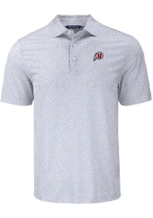 Cutter and Buck Utah Utes Grey Pike Flora Big and Tall Polo