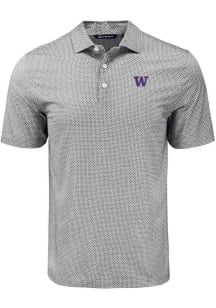 Cutter and Buck Washington Huskies Black Pike Diamond Dot Big and Tall Polo
