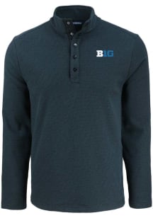 Cutter and Buck Big Ten Mens Black Hunts Point Long Sleeve Qtr Zip Pullover