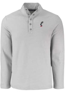 Cutter and Buck Cincinnati Bearcats Mens Grey Hunts Point Long Sleeve Qtr Zip Pullover