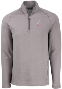 Cutter and Buck Cincinnati Bearcats Mens Grey Pehastin Long Sleeve Qtr Zip Pullover