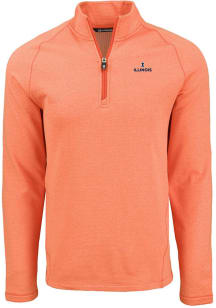 Cutter and Buck Illinois Fighting Illini Mens Orange Pehastin Long Sleeve Qtr Zip Pullover
