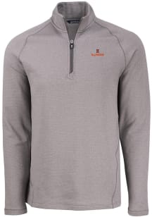 Cutter and Buck Illinois Fighting Illini Mens Grey Pehastin Long Sleeve Qtr Zip Pullover