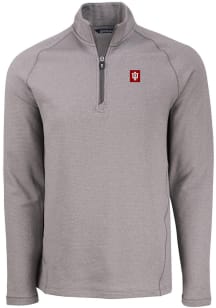 Cutter and Buck Indiana Hoosiers Mens Grey Pehastin Long Sleeve Qtr Zip Pullover