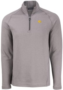 Cutter and Buck Iowa Hawkeyes Mens Grey Pehastin Long Sleeve Qtr Zip Pullover