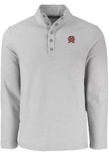 Cutter and Buck Maryland Terrapins Mens Grey Hunts Point Long Sleeve Qtr Zip Pullover