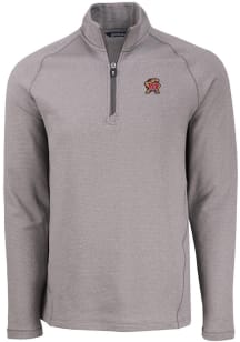 Cutter and Buck Maryland Terrapins Mens Grey Pehastin Long Sleeve Qtr Zip Pullover