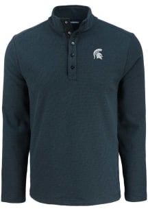 Cutter and Buck Michigan State Spartans Mens Black Hunts Point Long Sleeve Qtr Zip Pullover