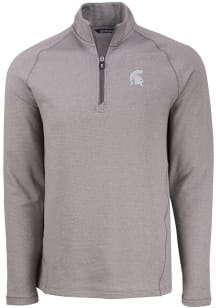 Cutter and Buck Michigan State Spartans Mens Grey Pehastin Long Sleeve Qtr Zip Pullover