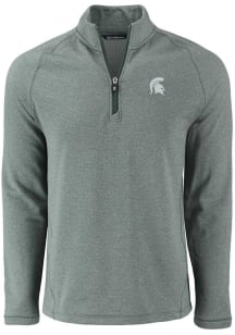 Cutter and Buck Michigan State Spartans Mens Green Pehastin Long Sleeve Qtr Zip Pullover