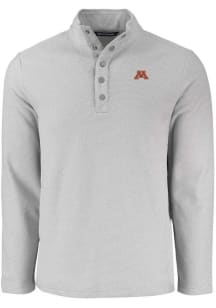 Cutter and Buck Minnesota Golden Gophers Mens Grey Hunts Point Long Sleeve Qtr Zip Pullover